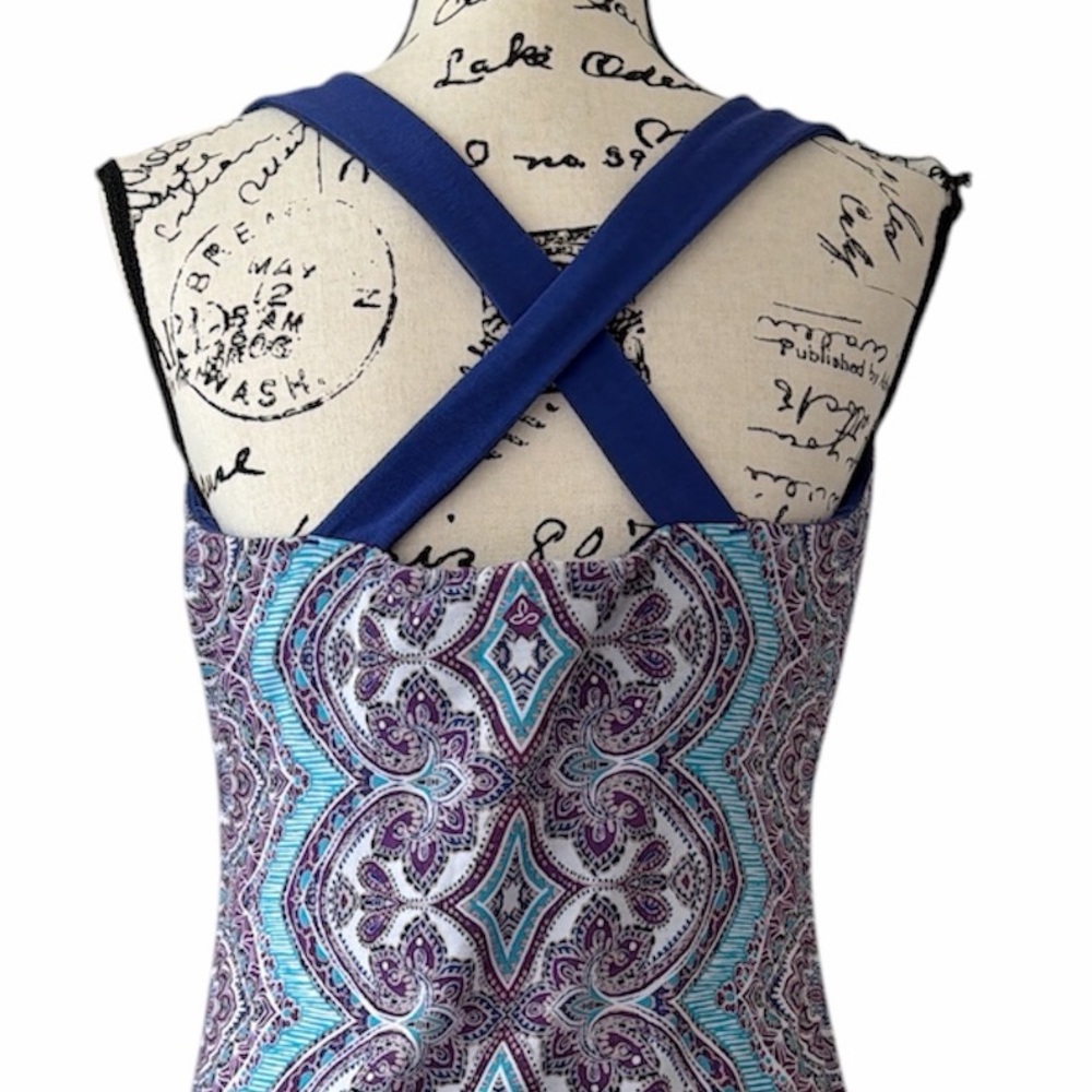 PrAna Paisley Geometric Cross-Back Dress Built Bra Mandala Sz XL Quinn Casual - Picture 10 of 11
